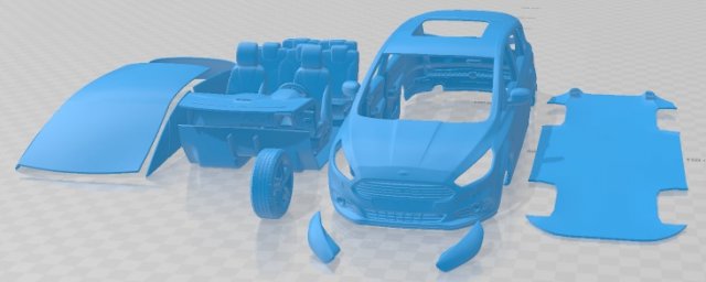 S Max 2015 Printable Car in separate parts Model do druku 3D .c4d .max .obj .3ds .fbx .stl .blend 