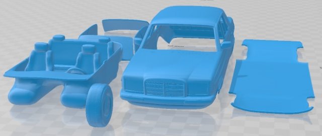Mercedes Benz W123 Sedan 1975 Printable Car 3D Print Model .c4d .max .obj .3ds .fbx .stl .blend