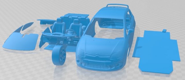 Citroen C4 VTS Printable Car 3D 프린트 모델 .c4d .max .obj .3ds .fbx .stl .blend
