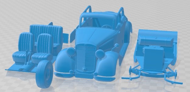 Mercedes Benz 170V 1936 Printable Car Modelo de Impressão 3D .c4d .max .obj .3ds .fbx .stl .blend 