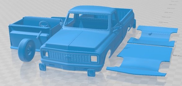 Chevrolet C10 Cheyenne Pickup 1971 Printable Car 3D Принт Модель .c4d .max .obj .3ds .fbx .stl .blend 