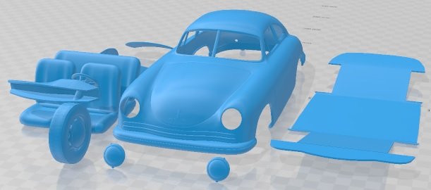 Porsche 356 Coupe 1948 Printable Car 3D 프린트 모델 .c4d .max .obj .3ds .fbx .stl .blend 