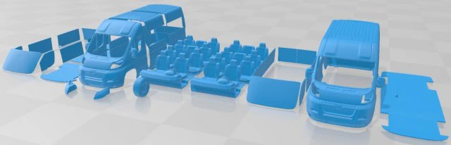 Peugeot Boxer Window Van L2H2 2010 Printable 3D Print Model .c4d .max .obj .3ds .fbx .stl .blend 