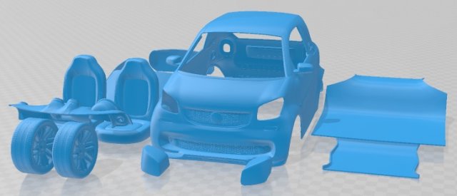 Smart Fortwo Brabus Printable Car 3D प्रिंट मॉडल .c4d .max .obj .3ds .fbx .stl .blend 