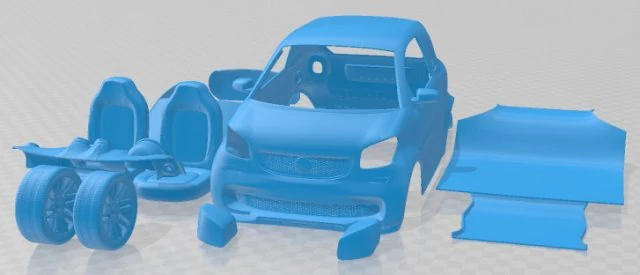 Smart Fortwo Brabus Printable Car 3D Print Model .c4d .max .obj .3ds .fbx .stl .blend