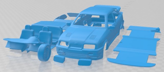 Sierra Cosworth RS500 1986 Printable Car Modèles 3D en vedette .c4d .max .obj .3ds .fbx .stl .blend 