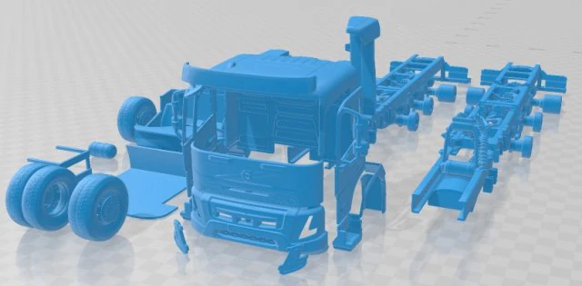 Volvo FMX Day Cab Chassis Truck 4 axle 2020 Printable 3D Print Model .c4d .max .obj .3ds .fbx .stl .blend 