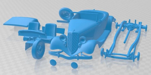 Roadster 1934 Printable Car 3D Print Model .c4d .max .obj .3ds .fbx .stl .blend 