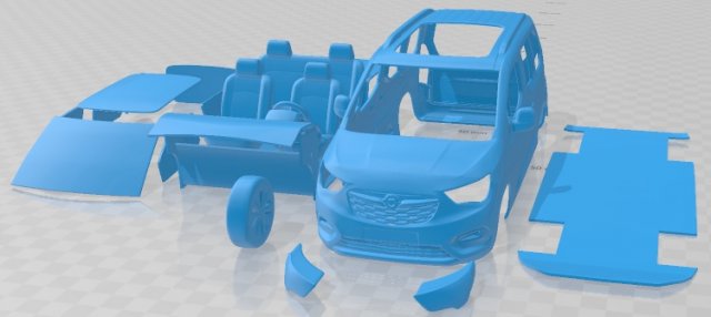 Opel Combo Life 2019 Printable Van Model do druku 3D .c4d .max .obj .3ds .fbx .stl .blend 