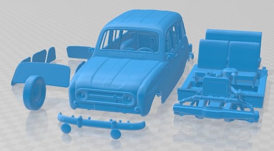 Renault 4L 1967 Printable Car 3Dプリントモデル .c4d .max .obj .3ds .fbx .stl .blend 