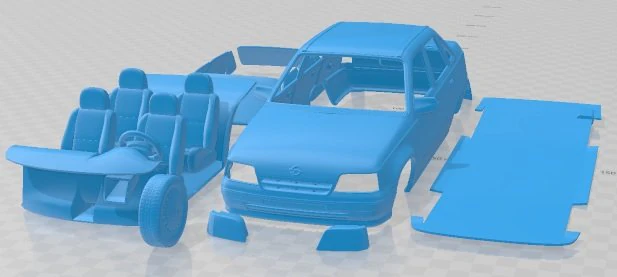 Opel Kadett Sedan 1991 Printable Car 3D Print Model .c4d .max .obj .3ds .fbx .stl .blend