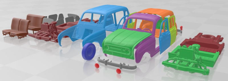 Renault 4L 1967 Printable Car Modèles 3D en vedette .c4d .max .obj .3ds .fbx .stl .blend 