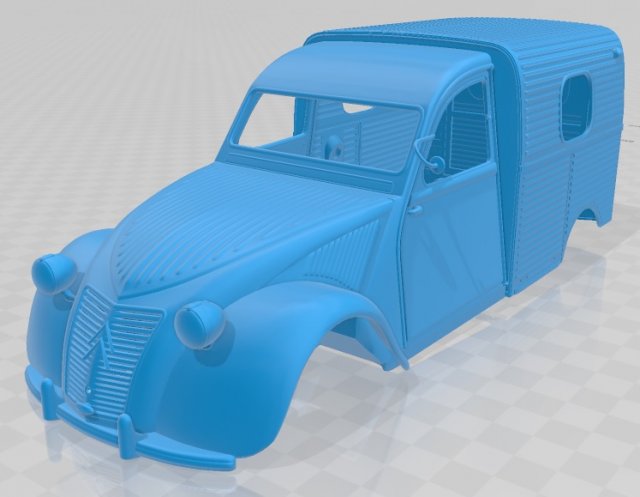Citroen 2CV AZU Van Printable Body Model do druku 3D .c4d .max .obj .3ds .fbx .stl .blend 