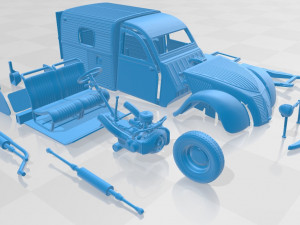 Citroen 2CV AZU Van Printable Modello di stampa 3D