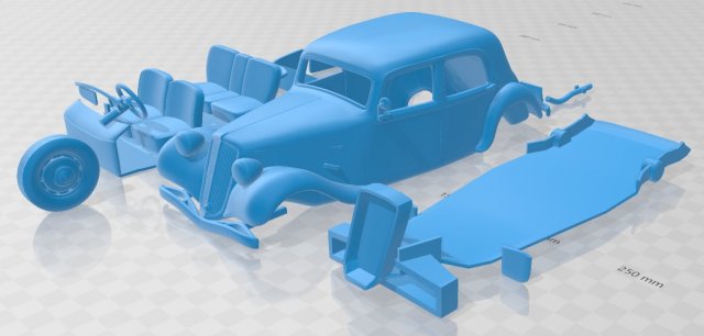 Citroen Traction Avant 1939 Printable Car Model Cetak 3D .c4d .max .obj .3ds .fbx .stl .blend 