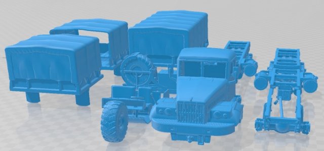 KRAZ 255 1981 Printable Truck 3D Print Model .c4d .max .obj .3ds .fbx .stl .blend 