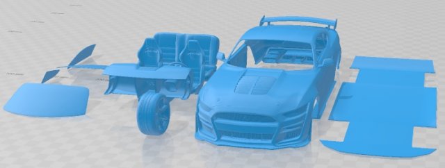 Mustang Shelby GT500 2020 Printable Car 3Dプリントモデル .c4d .max .obj .3ds .fbx .stl .blend 