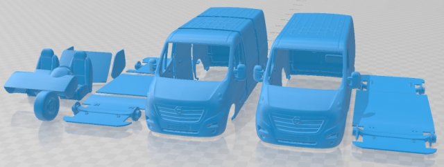 Opel Movano L1H1 2018 Printable Van 3D 프린트 모델 .c4d .max .obj .3ds .fbx .stl .blend 