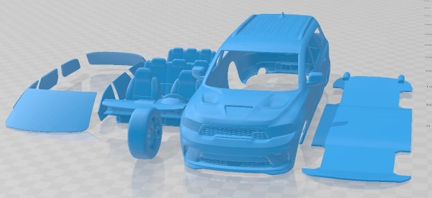 Dodge Durango SRT Hellcat 2021 Printable Car 3Dプリントモデル .c4d .max .obj .3ds .fbx .stl .blend 