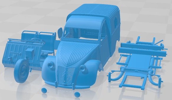 Citroen 2CV AZU Van Printable Model do druku 3D .c4d .max .obj .3ds .fbx .stl .blend 