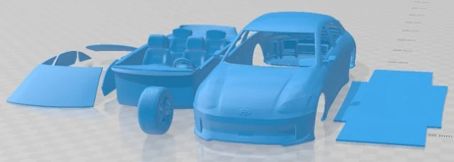 Hyundai IONIQ 6 2023 Printable Car 3D Print Model .c4d .max .obj .3ds .fbx .stl .blend 