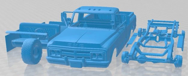 GMC 2500 1970 Printable Car 3D Print Model .c4d .max .obj .3ds .fbx .stl .blend