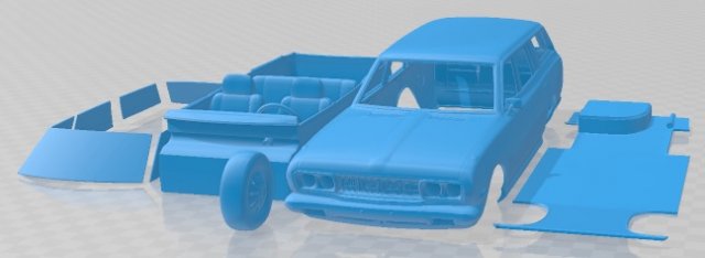 Datsun 610 180B Wagon Printable Car 3D Print Model .c4d .max .obj .3ds .fbx .stl .blend 