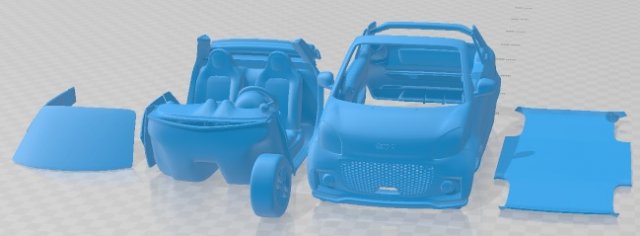 Smart EQ Fortwo Cabrio 2020 Printable Car 3D Принт Модель .c4d .max .obj .3ds .fbx .stl .blend