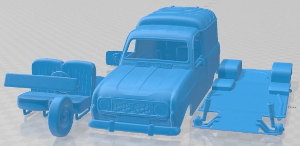 Renault 4 F4 1974 Printable Van 3D Print Model .c4d .max .obj .3ds .fbx .stl .blend 