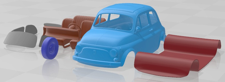 Fiat 500 1971 Printable Car 3D प्रिंट मॉडल .c4d .max .obj .3ds .fbx .stl .blend 