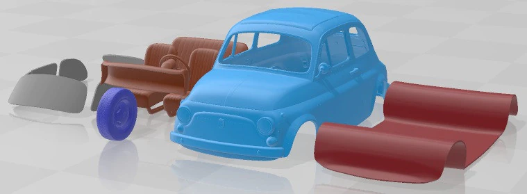 Fiat 500 1971 Printable Car 3D Print Model .c4d .max .obj .3ds .fbx .stl .blend 
