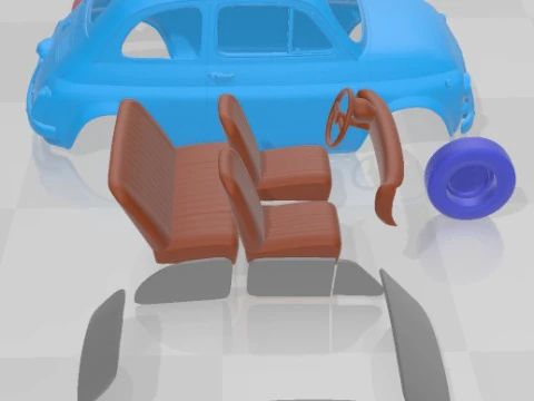 Fiat 500 1971 Printable Car 3D Print Model