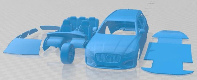 Jaguar XF Wagon 2021 Printable Car 3D Print Model .c4d .max .obj .3ds .fbx .stl .blend 
