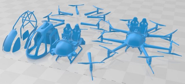 Ehang Flying Taxi Printable Modelo de impresión 3D .c4d .max .obj .3ds .fbx .stl .blend 