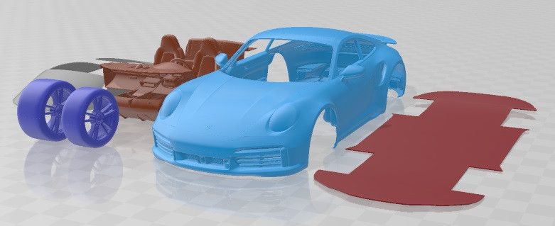 Porsche 911 Turbo S 2021 Printable Car Modello di stampa 3D .c4d .max .obj .3ds .fbx .stl .blend 