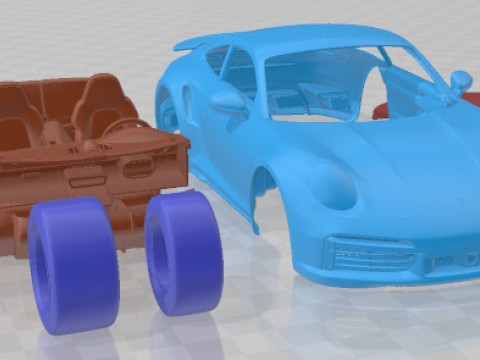 Porsche 911 Turbo S 2021 Printable Car Modello di stampa 3D