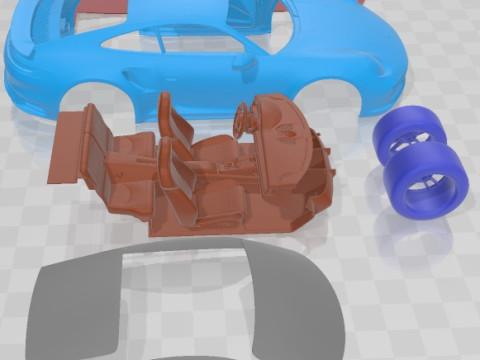 Porsche 911 Turbo S 2021 Printable Car Modello di stampa 3D