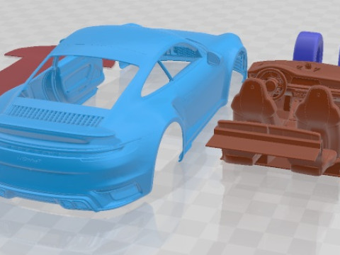 Porsche 911 Turbo S 2021 Printable Car Modello di stampa 3D