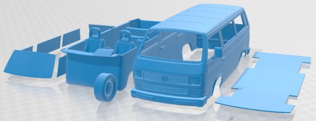 Volkswagen Transporter T3 1990 Printable Van 3D 프린트 모델 .c4d .max .obj .3ds .fbx .stl .blend 