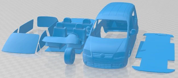 Volkswagen Caddy 2010 Printable Car 3D Print Model .c4d .max .obj .3ds .fbx .stl .blend 