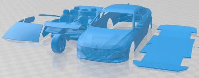 Hyundai Elantra 2021 Printable Car 3D Print Model .c4d .max .obj .3ds .fbx .stl .blend 