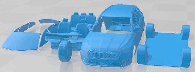Skoda Octavia Combi 2020 Printable Car 3D Print Model .c4d .max .obj .3ds .fbx .stl .blend 