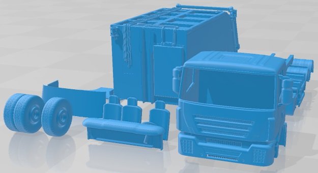 Iveco 682 Garbage Printable Truck 3D Print Model .c4d .max .obj .3ds .fbx .stl .blend 