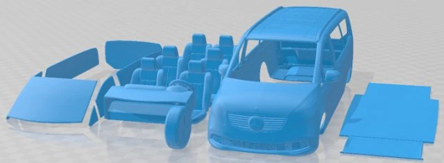 Mercedes Benz Tourer EQV 2021 Printable Van 3D Print Model .c4d .max .obj .3ds .fbx .stl .blend 