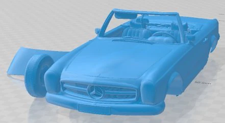 Mercedes Benz 280 SL Cabrio 1969 Printable Car 3D Print Model .c4d .max .obj .3ds .fbx .stl .blend 