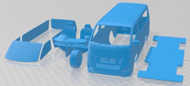Nissan NV350 Caravan 2012 Printable Van 3D 프린트 모델 .c4d .max .obj .3ds .fbx .stl .blend