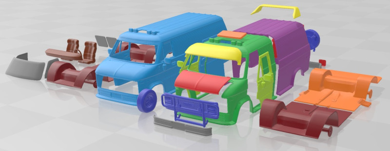 GMC Vandura 1983 A Team Van Printable in separate parts 3D Print Model .c4d .max .obj .3ds .fbx .stl .blend 