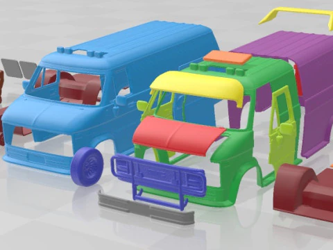 GMC Vandura 1983 A Team Van imprim&iacute;vel em partes separadas Modelo de Impressão 3D