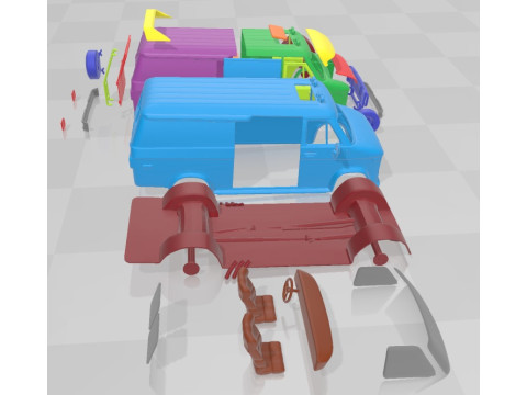 GMC Vandura 1983 A Team Van Printable in separate parts 3D Print Model