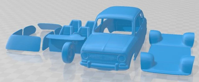 Fiat 850 Printable Car 3D Print Model .c4d .max .obj .3ds .fbx .stl .blend 